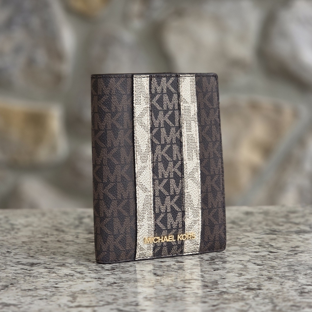 Michael Kors Jet Set Brown Passport Logo Wallet